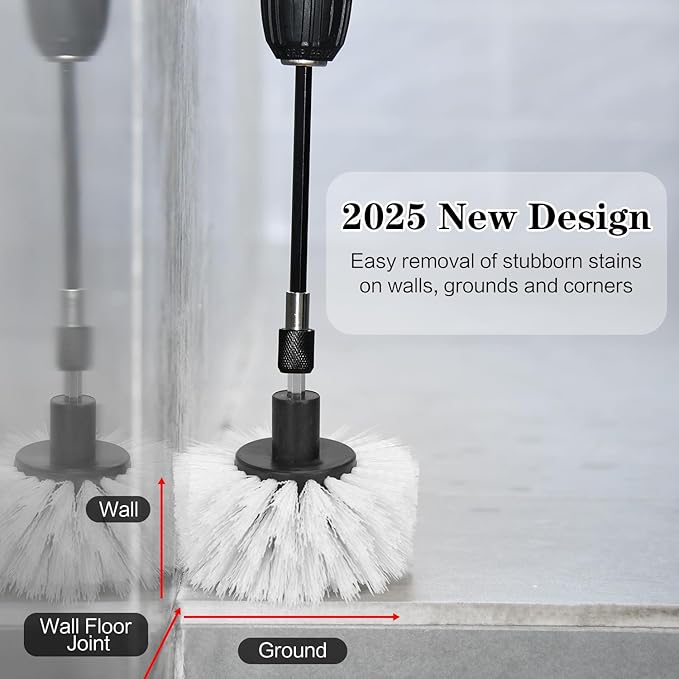 4pcs Drill Brush Attachment Kit, 2025 New Grout Drill Brush Set, All Purpose Power Scrubber Cleaning Kit for Bathtubs, Tile Grout Lines, Bathroom, Showers, Tile, Tile Seams