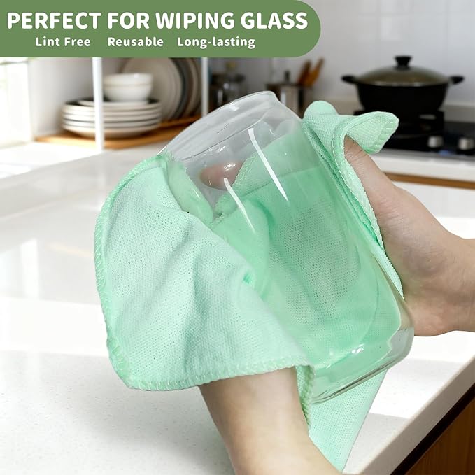 25Pcs Microfiber Cleaning Cloths, Microfiber Towels Bulk for Cars & Home,Reusable and Washable Cleaning Rags 5 Colors Assorted,11.8"X11.8"