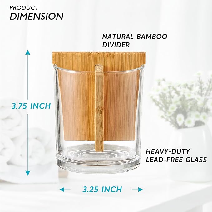 Glass Toothbrush and Toothpaste Holder with Bamboo Divider for Bathroom Countertop, Toothbrush Organizer Stand for Bathroom Vanity Countertops - 1 Pack