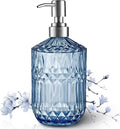 Kaishun 13 Oz Refillable Soap Dispenser, Glass Soap Dispenser for Dispense Hand Soap, Dish Soap, Lotion (Blue)