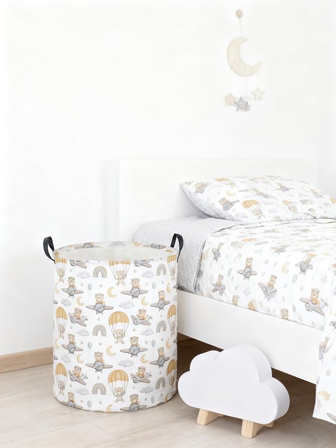 Kids Laundry Hamper,Animal Laundry Basket Collapsible Bear Storage Baskets for Home Decor,Office,Home Organizer,(Airplane Bear