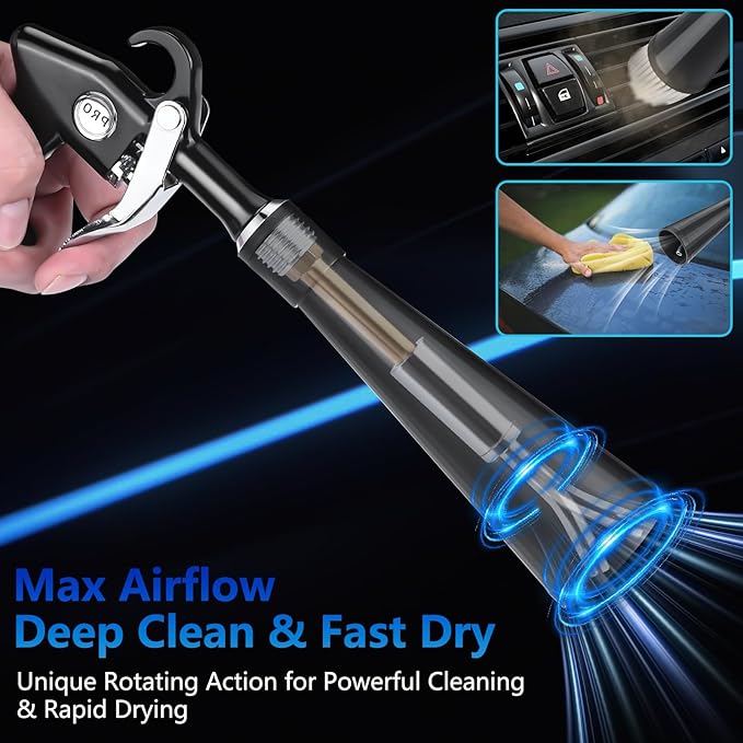 Preciva Car Cleaning Gun, Detailing Interior Dryer Air Blow Gun, Car Cleaning Air Gun Kit, High Pressure Blower Gun for Interior Cleaning, Quickly Blows Out Dirt and Dust