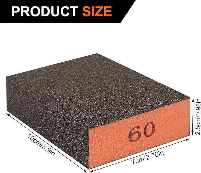 Romeda 8-Pack Sandpaper Block, 60 Grits Washable and Reusable Handmade Sanding Sponge, Drywall Sandpaper Blocks for Wooden Drywall Sheetrock and Metal Glazing