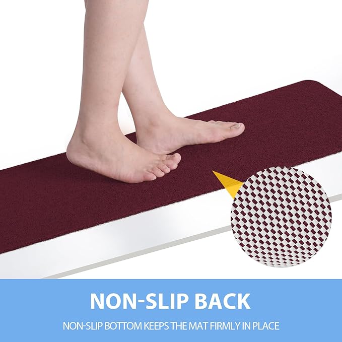 Hargiis Non-Slip Bathtub Mat, Anti Slip Shower Mat, Fast Drying Bathtub Mats, Foot Scrubber Mat, Anti Slip Mat for Tub, Floor, Bathroom, Kitchen, Home, Hotel (Wine Red 24"×16")