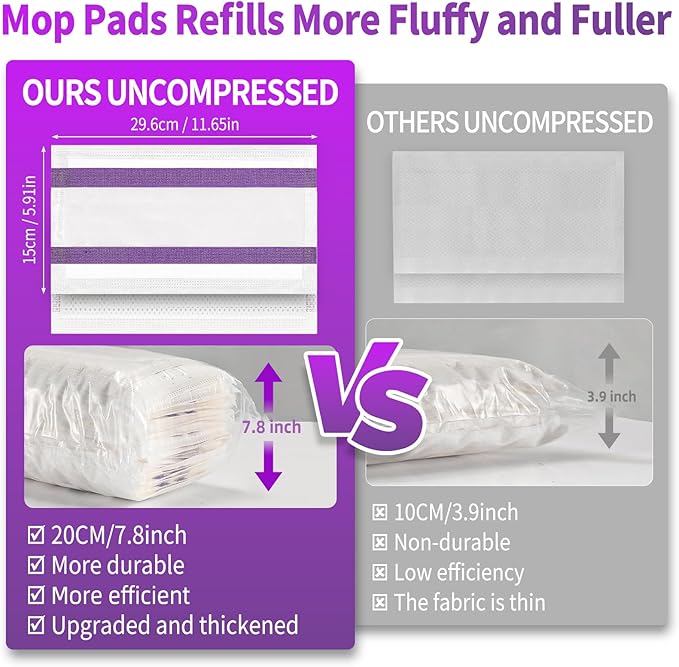 40 Counts Disposable Mop Pad Refills for Swiffer Wet Pads Refill, Replacement for Swiffer Wet Jet Pads Disposable Wet Jet Hardwood Floor Spray Mop Pads Refills, Thickness & Absorbent