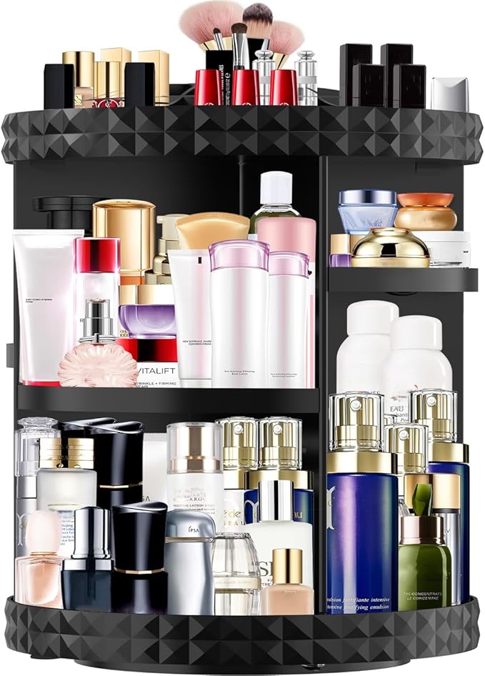 MISERWE Makeup Organizer 360 Degree Rotating 7 Adjustable Layers Large Capacity Cosmetic Organizer Transparent Make Up Organizers and Storage