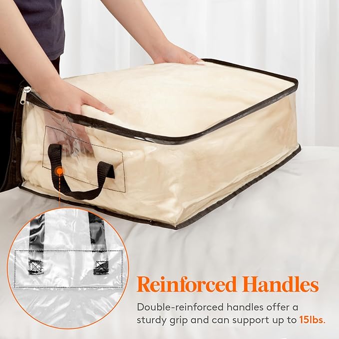 Lifewit 6 Pack Clear Clothes Storage Bags, 35L Plastic Vinyl Foldable Moving Bags with Zipper and Reinforced Handles, Closet Organizers and Storage Containers for Blanket, Sweaters, Coats, T-shirts