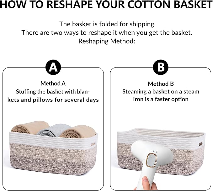 Large Storage Baskets for Organizing, Closet Shelf Baskets for Clothes Blanket Towels, Baby Nursery, Toy Bins Box, Woven Rope Basket, 17 x 13 x 7.5”, 3 Packs Gradient Brown