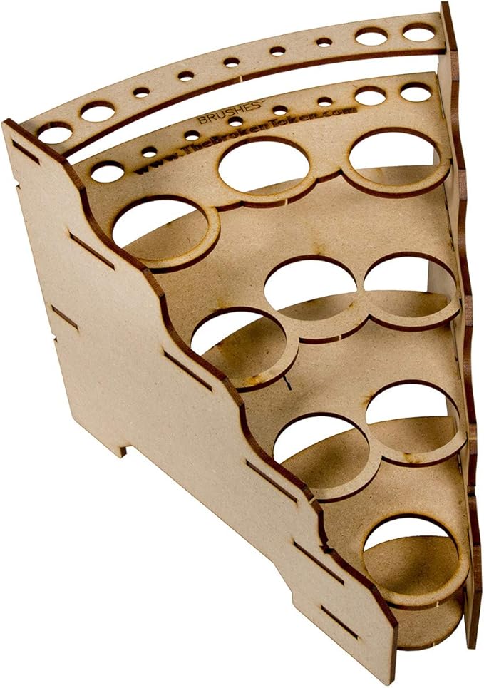 The Broken Token Modular Paint Rack w/ 35mm Holes - 45° Wedge - Multiple Organizer for Paint Bottles, Pots, and Brushes in Tiered Layout - Customize Your Pieces with Easy Organization & Access