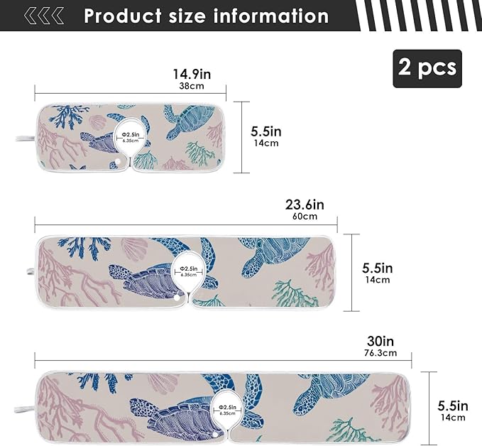 Sink Faucet Absorbing Mat Kitchen Sink Splash Guard Splash Faucet Drip Catcher for Bar RV Bathroom 2PCS 14.9x5.5in Line Turtles Starfish and Coral
