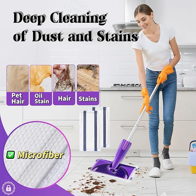 Disposable Mop Pad Refills，for Swiffer Wet Pads Refill Compatible for Swiffer WetJet Spray Mop, 4 Layers Thickened Extra Strong Dirt Locking and Water Absorbent, Powerful Stain Removal，30 Count