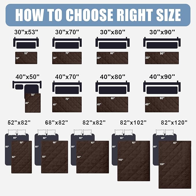 Smiry Waterproof Dog Bed Cover Pet Blanket, Soft Washable Dog Blanket for Furniture Bed Couch Sofa Reversible, Checkered (82"x120", Chocolate/Dark Grey)