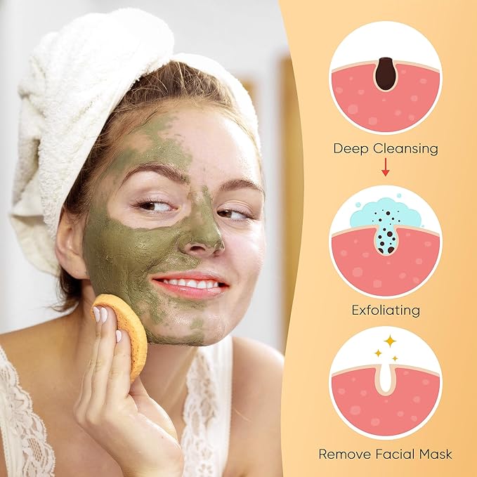 GAINWELL 50-Count Compressed Facial Sponges with Storage Container, for Facial Cleansing, Reusable Makeup Remover, Portable, Suitable for Travel, Yellow