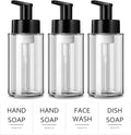 Foaming Soap Dispenser, 10 oz/300ml Foaming Hand Soap Dispenser, 3 Pack Glass Foaming Soap Dispenser for Bathroom & Kitchen, Clear Refillable Foam Soap Dispenser Bottle with Waterproof Labels