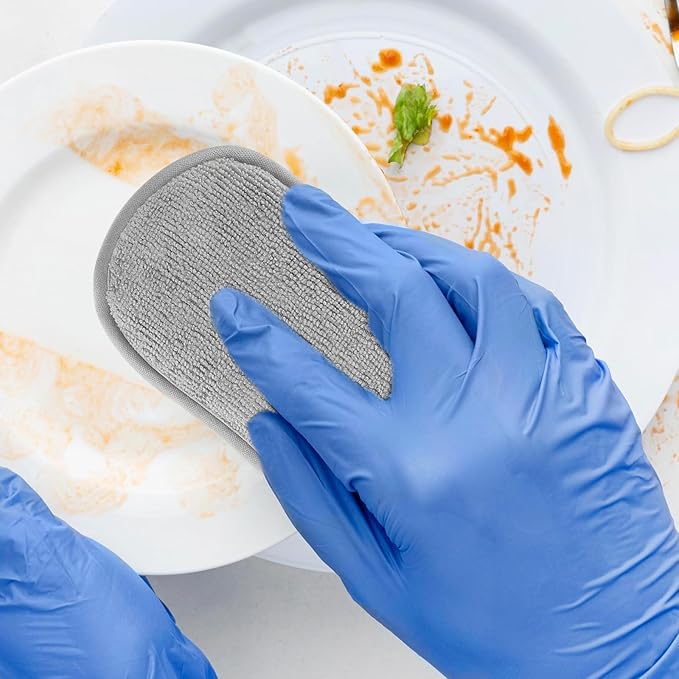 6 Pack Multipurpose Dish Scrubber Sponges, Non Scratch Sponge Microfiber Side for Dish Rough Side for Non Stick Cookware Reusable Sponge Scrub Sponge Dishcloth for Sink Pan Pot Countertop(Grey)