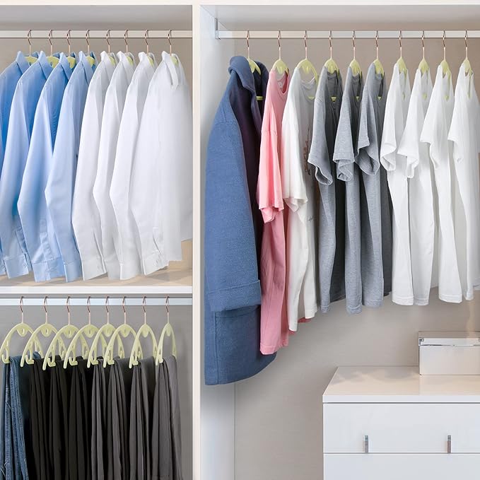 IEOKE Velvet Hangers 50 Pack: Felt Clothes Hangers Heavy Duty Shirt Sweater Hangers No Shoulder Bump Non Slip Slim Thin Coat Hangers for Closet - Ivory