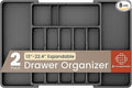 Black Expandable Utensil Drawer Organizer 2 Pack, Adjustable 13” to 22.4”, 8 Compartment Silverware Organizer for Kitchen Utensils, Spatulas, Cutlery, and Tools, Easy to Clean, Durable, and BPA-Free