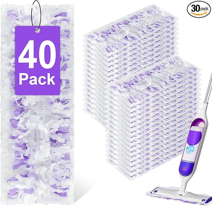 40 Pack Power Mop Refills for Swiffer Power Mop，Unscented&Thickened Multi-Surface and Wood Spray Mops for Floor Cleaning