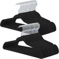 ELONG HOME Velvet Hangers, 50 Pack Black Slim Felt Hangers with 360 Swivel Hook, Non-Slip, Heavy Duty for Coats, Pants & Dresses