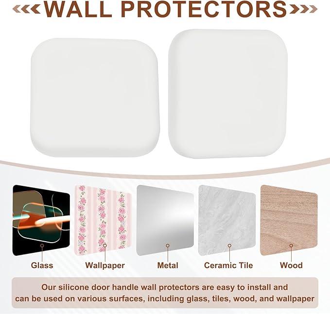 PATIKIL 10Pcs Door Knob Wall Protector, 1.8" Square Silicone Door Stoppers Self Adhesive Handle Bumper Cushion Pad Quiet Wall Protector for Fridge Home Office, White(0.4" Thickness)