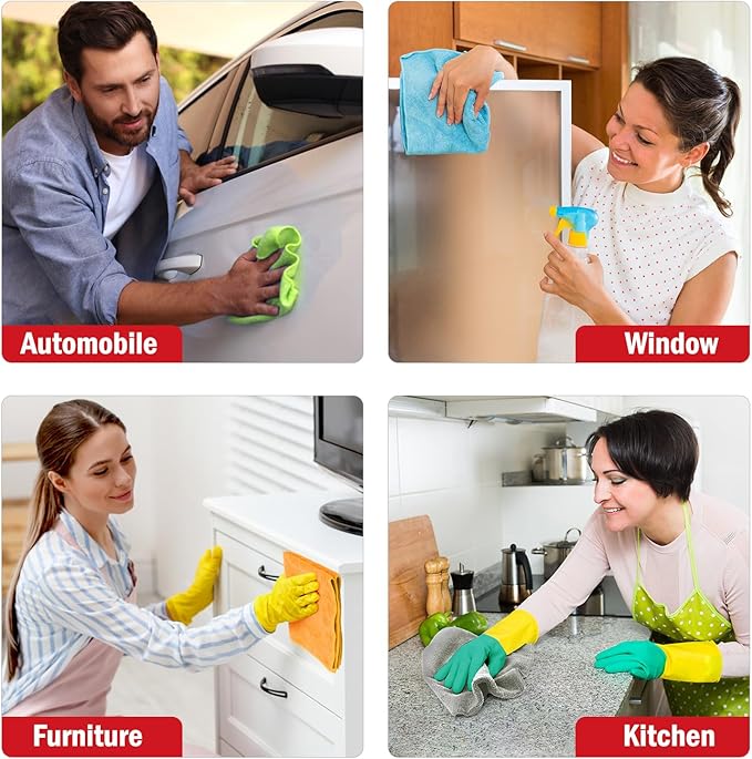 AIDEA Microfiber Cleaning Cloth 48 Pack, Microfiber Towels for Cars, Soft & Absorbent Cleaning Rags, Premium Lint Free Shop Towels for House, Kitchen, Car, 12inx16in