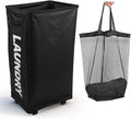 90L Laundry Basket with Wheels,Laundry Hamper with Removable Wash Bag, Rolling Clothes Hamper, Foldable Dirty Clothes Basket on wheels for Bedroom, Dorm, Laundry Room, Black