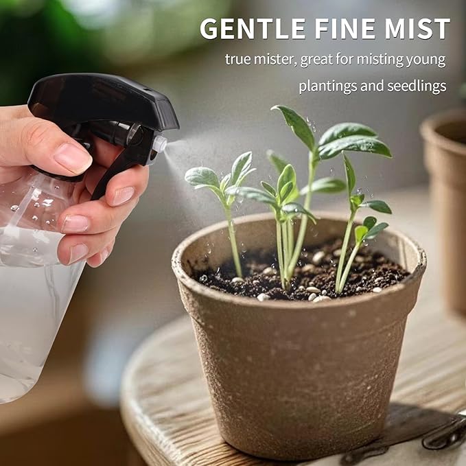 Cleaning Spray Bottles for Plants Misters for Inside, 2 Pack 10 oz Squirt, Water Spray Bottle Mist Sprayer, No Leak Hair Mister Empty with Adjustable Nozzle (Transparent)