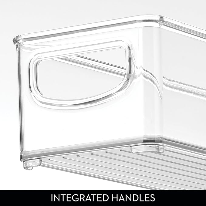 iDesign Slim Clear Plastic Storage Bin, Extra Long Narrow Stackable Organizer for Kitchen and Pantry, 2-Pack