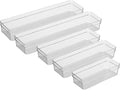 Oggi Set of 5 Clear Drawer Organizers - (1) 3x6.25, (2) 3x9.5, (2) 3x12.5 - Ideal for Organizing Kitchen Drawers, Office, Desk, Silverware, Kitchen Utensils, Cosmetics and Bathrooms
