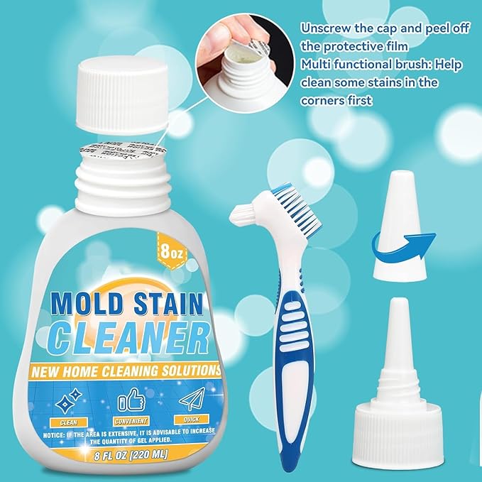 Mold Stain Cleaner Gel, Washing Machine Cleaner for Front Loader Seal, Household Remover Gel for Bathroom Grout, Sink, Shower, Caulk, Front Load Washer Cleaning Solution-8 fl oz