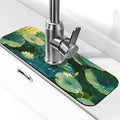 Faucet Draining Mat For Kitchen Sink, Green Lotus Leaves Diatom Mud Absorbent Drain Pad For Bathroom Kitchen Sink Splash Guard Drying Mat