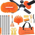 Ceiling Fan Cleaner Duster with 60 inch Extension Pole, Dusters for Cleaning High Ceiling Fan Blades, Dusters Kit with Storage Bag, Cleaning Tools for Families (14pcs)