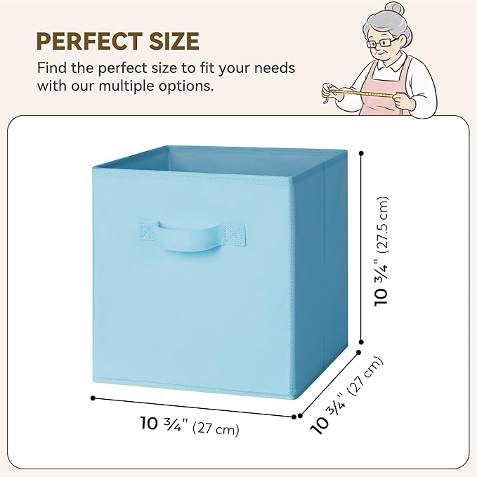 GRANNY SAYS 11 Inch Cube Storage Organizer, Cube Storage Bins, Fabric Collapsible Storage Bins, Storage Cubes for Shelves, Closet, Light Blue, 6-Pack