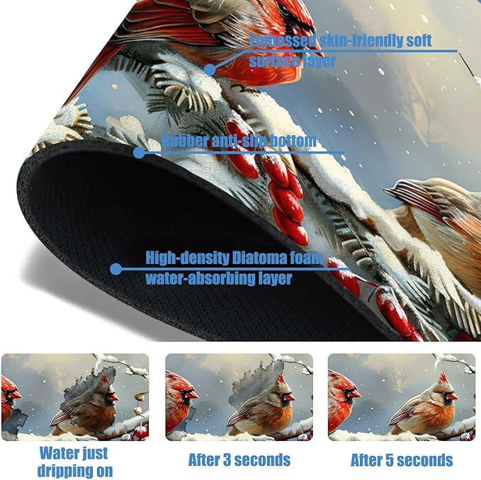 Chrismas Sink Splash Guard Faucet Mat Welcome Winter Absorbent Fast Drying Mat Sink Gadgets Splash Guard Behind Faucet Drip Catcher for Kitchen Bathroom 15.5"X5.5"