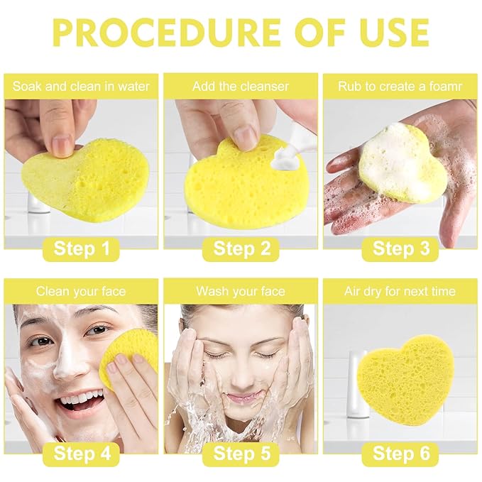 50-Count Facial Sponges Compressed, 100% Natural Cellulose Face Sponge Professional Cosmetic Spa Sponges for Face Cleansing, Exfoliating Mask, Makeup Removal for Travel and Home, Mixed