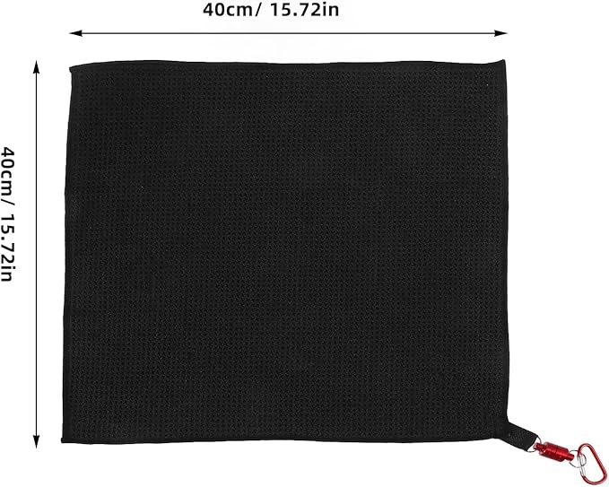 Waffle Microfiber Golf Towel with Magnetic Clip Breathable Cleaning Cloth for Golf Balls Black Sports Towel for Men and Women