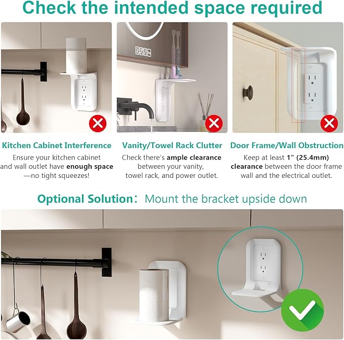 WALI Outlet Shelf Wall Holder, Bathroom Shelf up to 10lbs Standard Vertical Duplex Wall Organizer for Smart Home Decor Space Saving Power Tools, Toothbrush (OLS001-W), 1 Pack, White