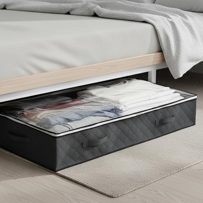 8pcs Under Bed Storage Containers Closet Organizers and Storage Bins Foldable Underbed Storagebags with Window for Blankets Clothing Towels Comforter Sweaters Pillows Linen Sheets Wrapping Paper
