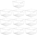 Vtopmart 10 Pack Extra Large Clear Plastic Storage Bins,11x11 Cube Acrylic Organizer Square Containers with Handle for Pantry,Closet,LaundryRoom,Kitchen,Bathroom,UnderSink Organization