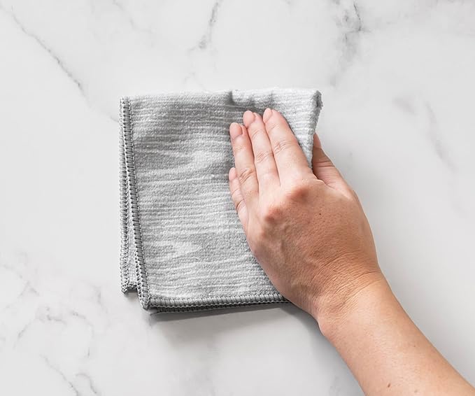 Martha Stewart Microfiber Cleaning Cloths, Ultra-Absorbent, Lint-Free Cleaning Towels for Home & Kitchen, Faux Bois Design, 11 Inches, 24 Count