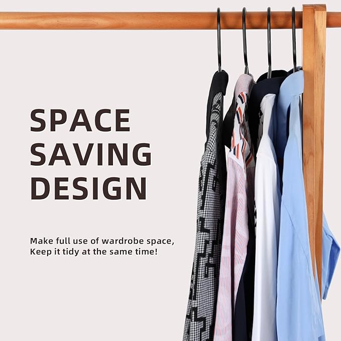 Plastic Hangers 20 Pack, Pants Hangers with Clips, Durable Non-Slip Space-Saving for Single Person Needs (1, Black)