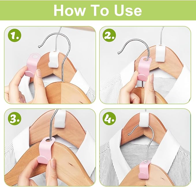 100 PCS Hanger Connector Hooks, Space Saving Cascading Hanger Hooks for Closet Organization, Heavy Duty Plastic Hanger Clips, Blue White Pink Green