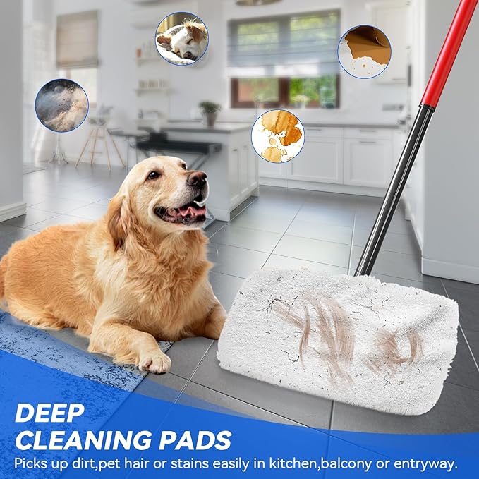 8"x15" Mop Replacement Head Compatible with Cedar Hardwood Floor'N More Microfiber Mop- Reusable Mop Pads Refill Cotton Cloth Mop Covers for Wet and Dry Use - 15x8 Inch - 8 Pack