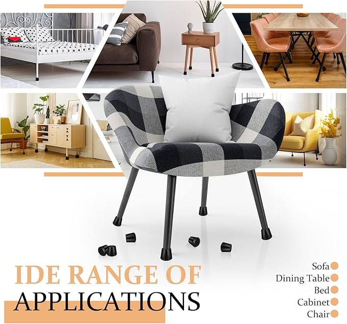 1" Round Rubber Chair Leg Tips Caps, Chair Leg Floor Protectors Furniture Legs Caps Non Slip Reduce Noise for Hardwood Floors (Black, 24 Pack)