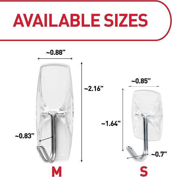 Command Small Clear Wire Toggle Hooks, 10 Wall Hook and 12 Strips, Damage-Free Hanging with Adhesive, Great for Hanging, Organization and Storage, Holds up to 0.5 lb