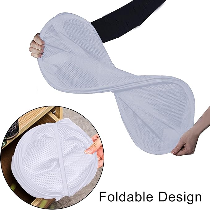 Pack of 2 Pop Up Mesh Laundry Hamper for Cruise, Collapsible Laundry Basket Space Saving, Large Side Pocket, Easy to Carry Handles