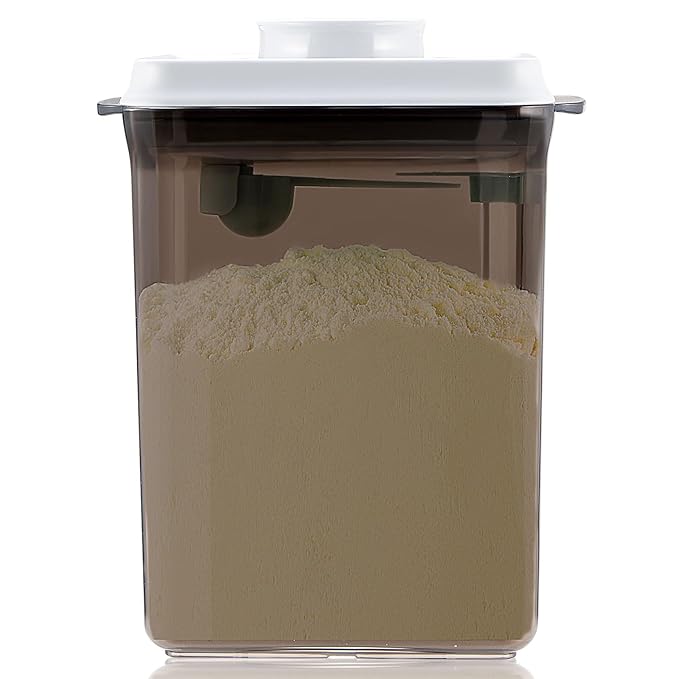 Formula Container to Go, 2300ml Airtight Baby Formula Dispenser with Spoon & Scraper, BPA-Free Travel Formula Holder for Powder, Pop-Top Milk Powder Storage, Large 800g Capacity, Brown