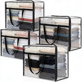 40L Clear Storage Bags Plastic Blanket Storage Bag Foldable Moving Organizers Containers with Zipper for Bedding Blanket Clothes Under Bed Holder - 4 Pcs