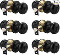 Probrico 6 Pack Round Privacy Door Knob(Thumb Turn Lock on The Inside), Keyless Doorknobs Interior/Exterior Lockset,Privacy Knobs for Bedroom/Bathroom,Black Modern Design Door Hardware