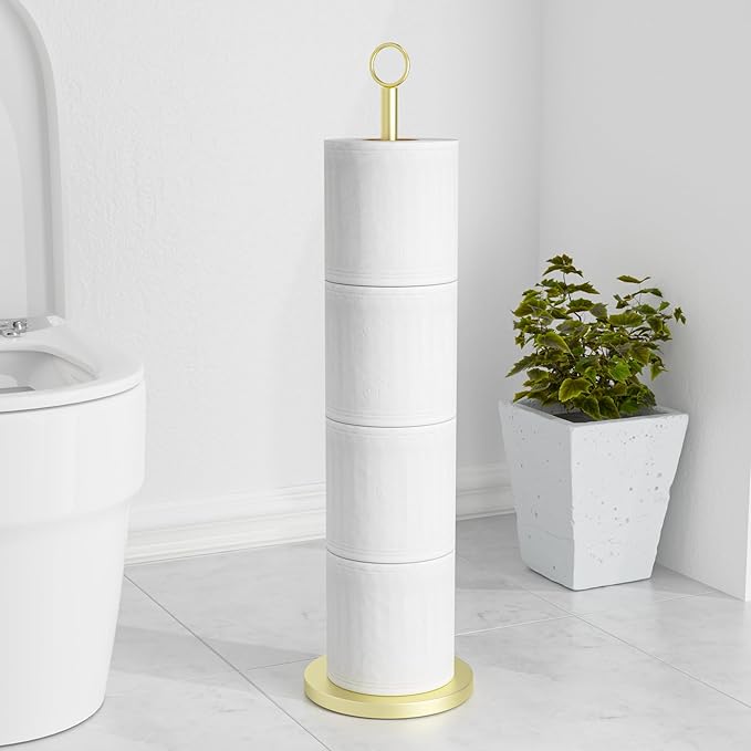 Toilet Paper Holder Stand(with Reserve Function), Free-Standing Spare Rolls Storage Holder, Stainless Steel